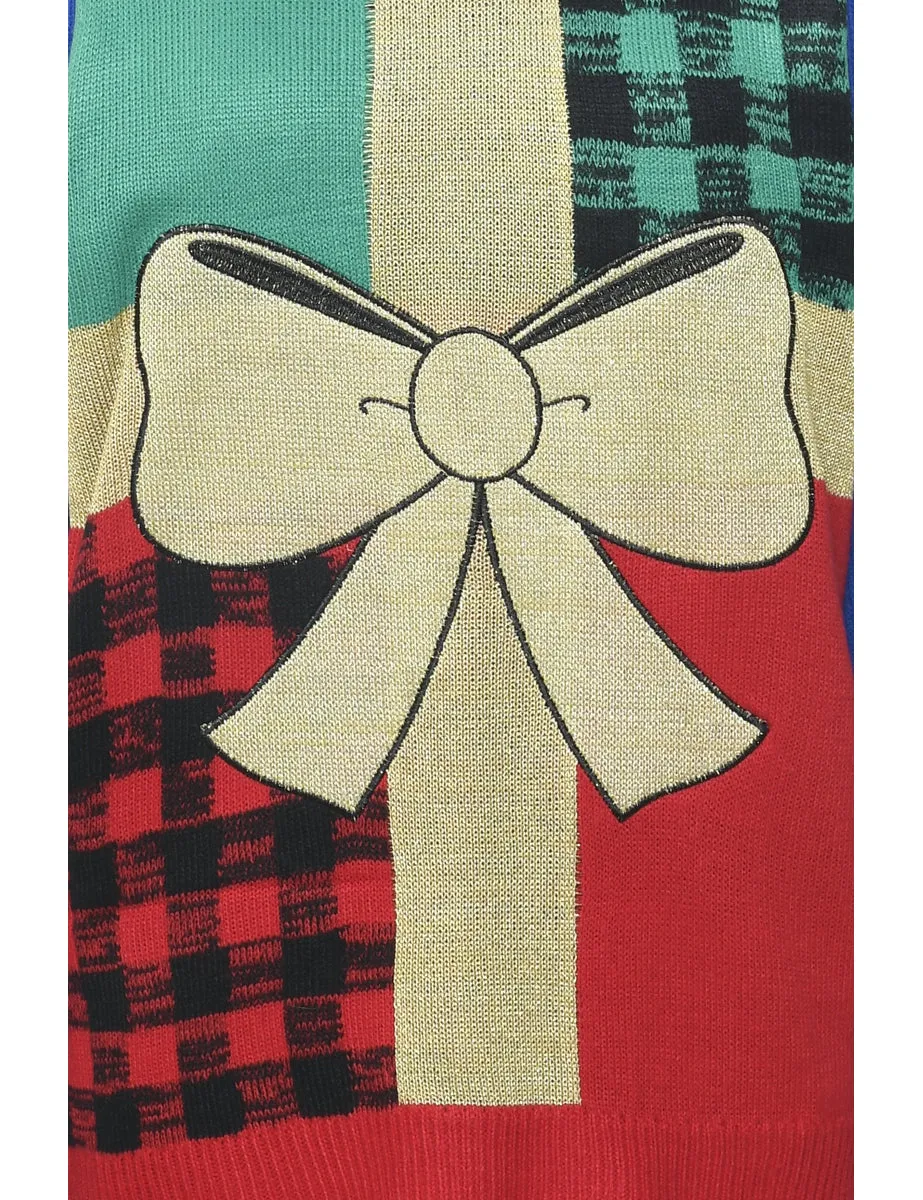 Lurex Thread Pattern Christmas Jumper - L