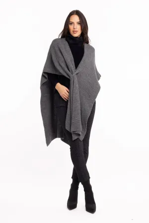 M Made in Italy – Ladies Knitted Poncho – Beige