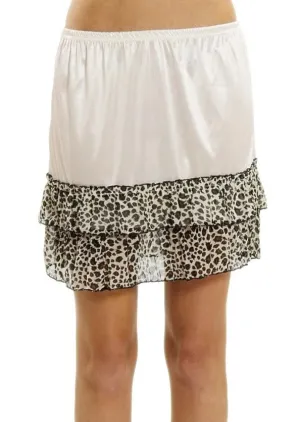Melody ivory satin mini leopard half slip