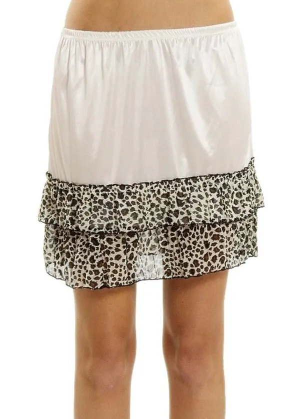 Melody ivory satin mini leopard half slip
