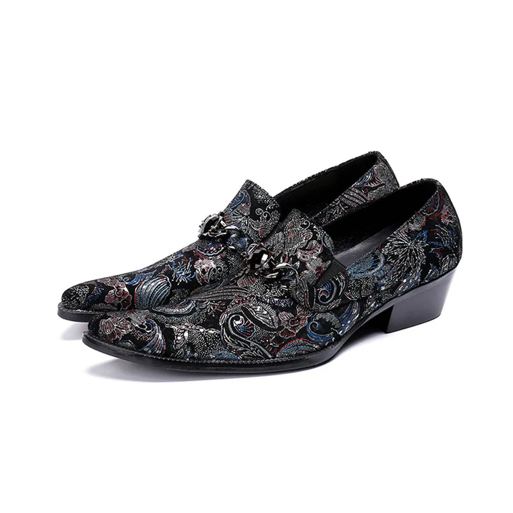 Mens 5CM Heel Round Toe Slip One Oxford Shoes