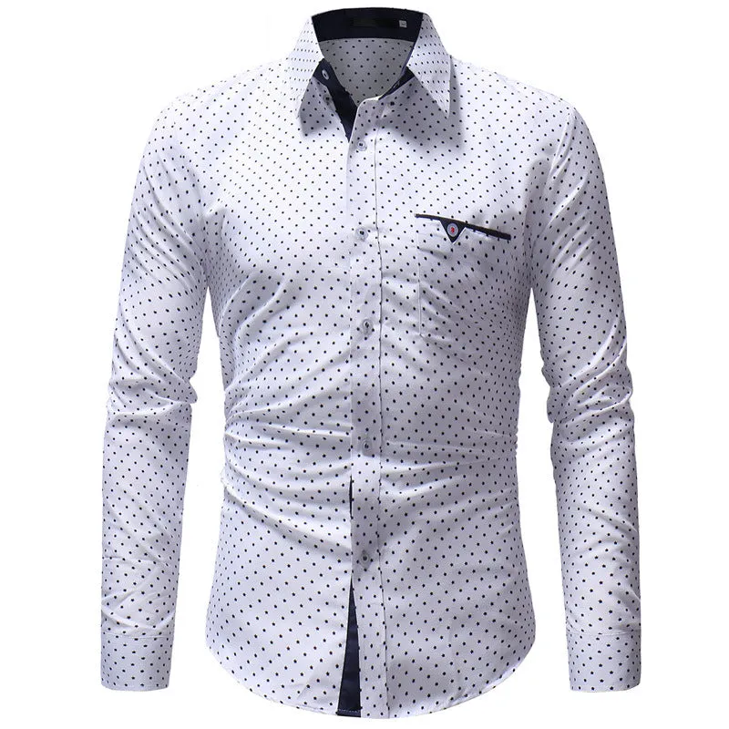 Men's Five-Pointed Star Print Casual Long-Sleeved Shirt