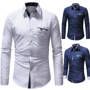 Men's Five-Pointed Star Print Casual Long-Sleeved Shirt