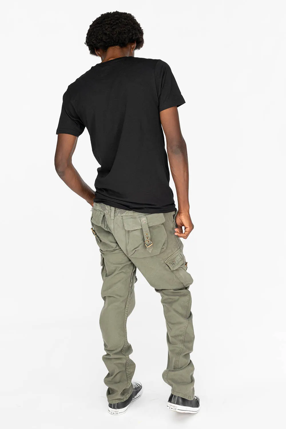 MENS MILITARY STYLE CARGO PANTS IN OLIVE DYE