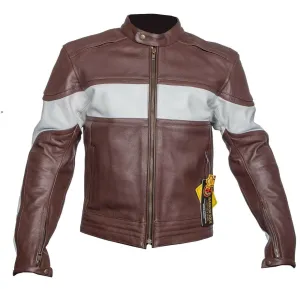 Mens Warrior Classic Motorcycle CE Armour Genuine Cowhide Leather Bikers Jacket