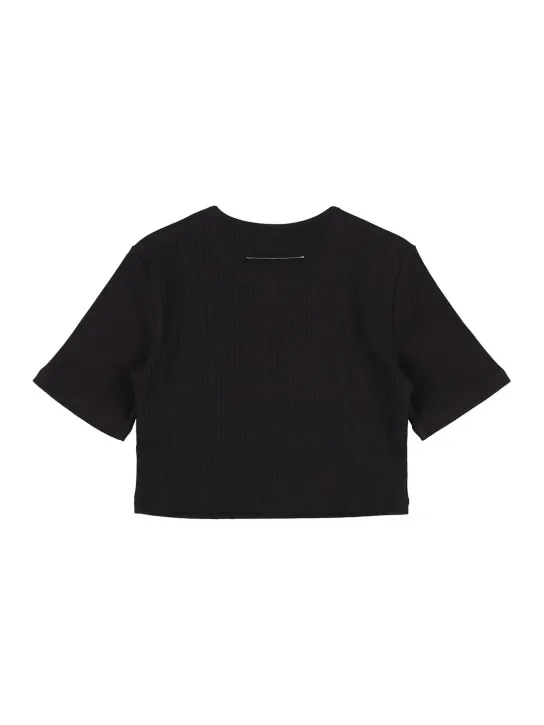 MM6 Maison Margiela   Cotton jersey crop t-shirt w/ patch 