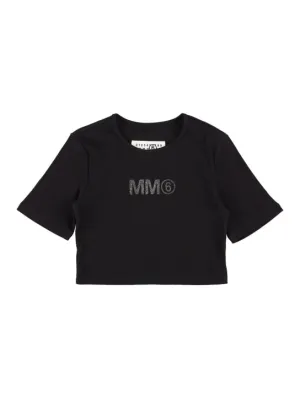MM6 Maison Margiela   Cotton jersey crop t-shirt w/ patch 
