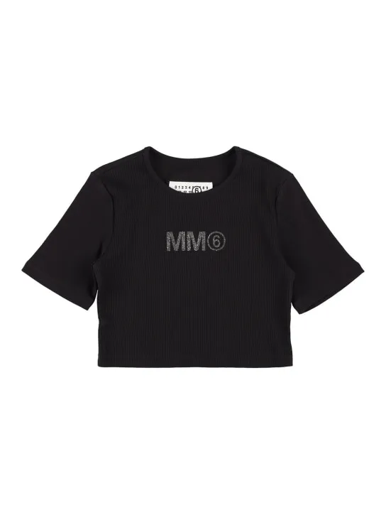 MM6 Maison Margiela   Cotton jersey crop t-shirt w/ patch 