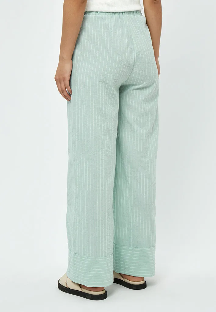 Monella Straight Leg Pant - Green Mint Stripe