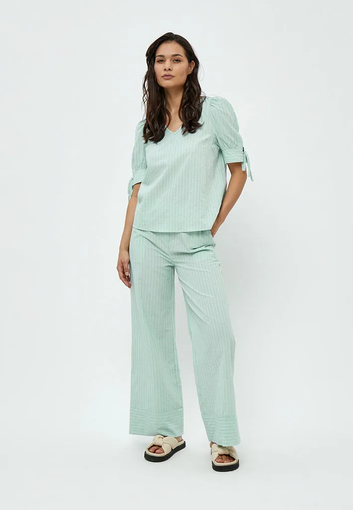 Monella Straight Leg Pant - Green Mint Stripe