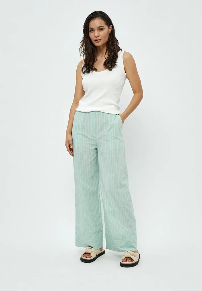 Monella Straight Leg Pant - Green Mint Stripe