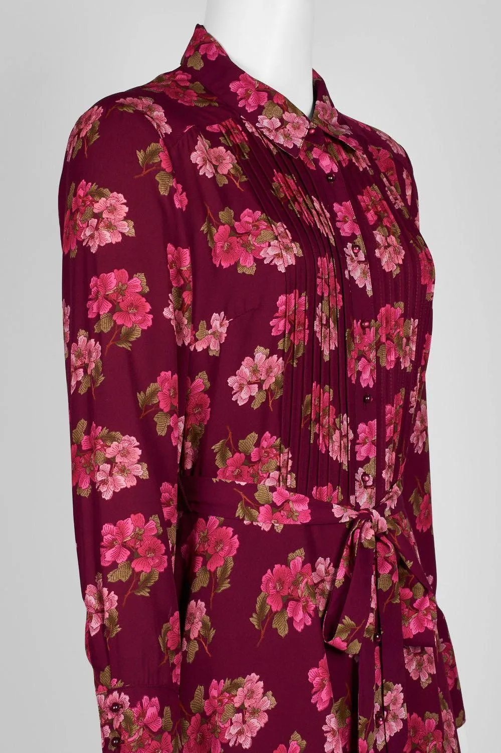 Nanette Lepore Collared Button Down Long Sleeve Floral Dress