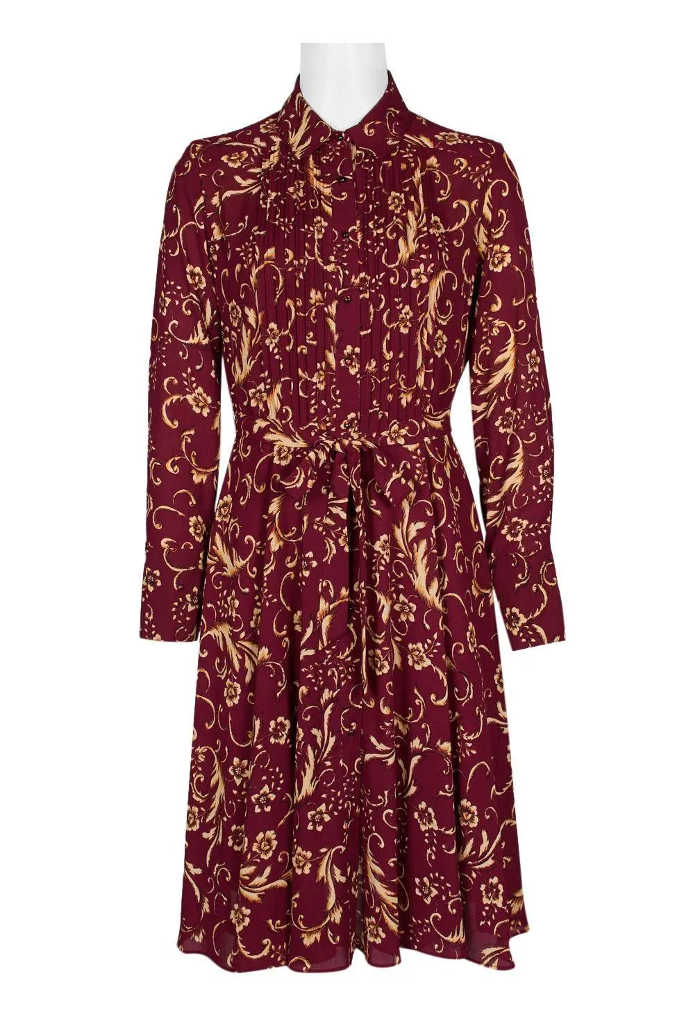 Nanette Lepore Collared Button Down Long Sleeve Floral Dress