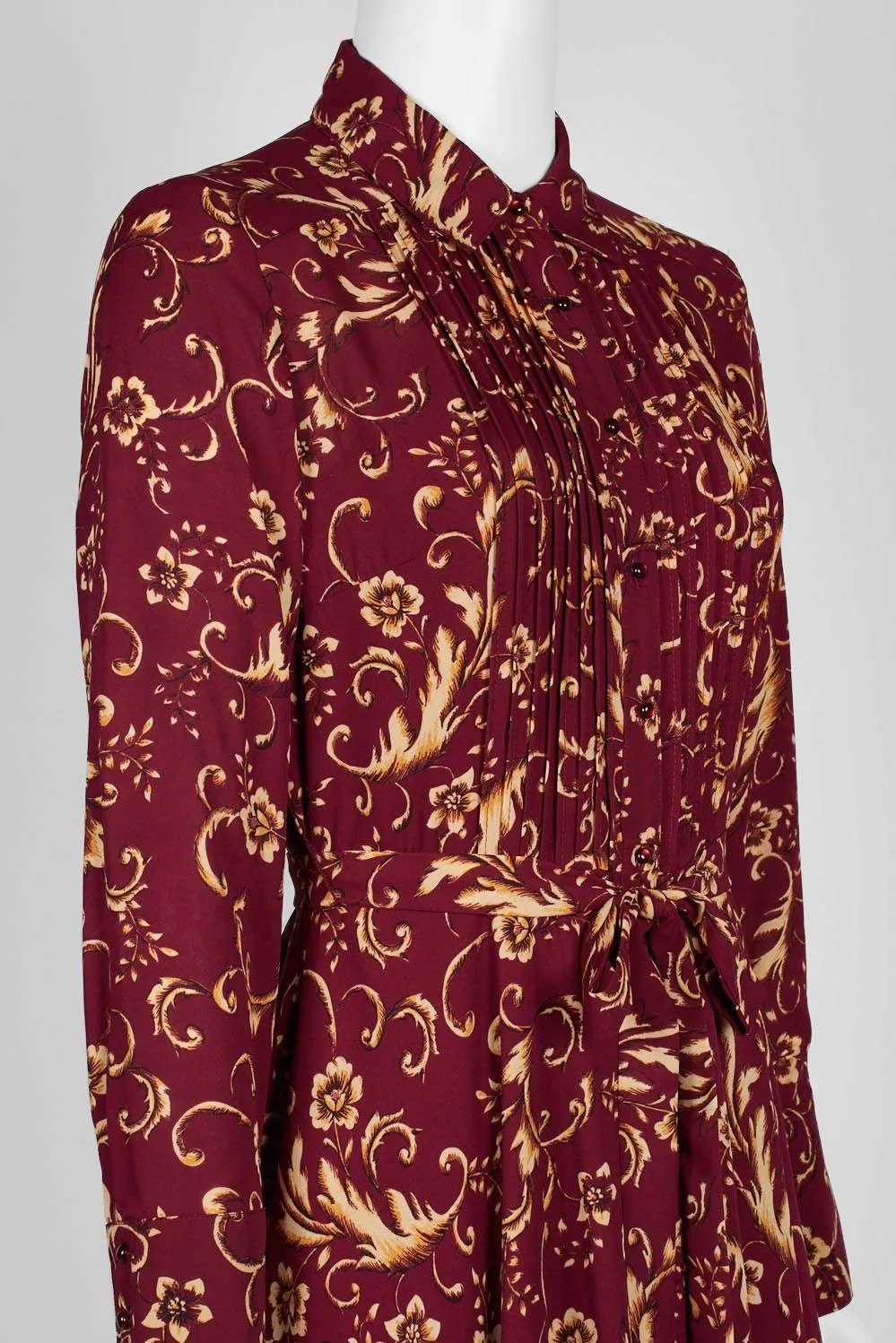 Nanette Lepore Collared Button Down Long Sleeve Floral Dress