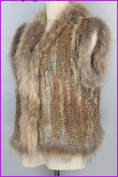Natural Short Knitted Rabbit Fur Gilet DO1054