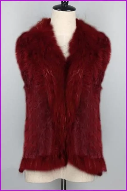 Natural Short Knitted Rabbit Fur Gilet DO1054