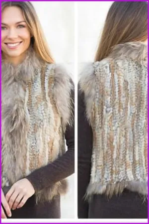 Natural Short Knitted Rabbit Fur Gilet DO1054