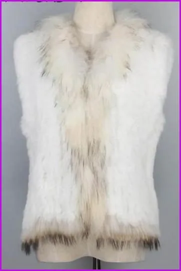 Natural Short Knitted Rabbit Fur Gilet DO1054