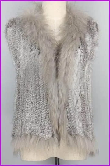Natural Short Knitted Rabbit Fur Gilet DO1054
