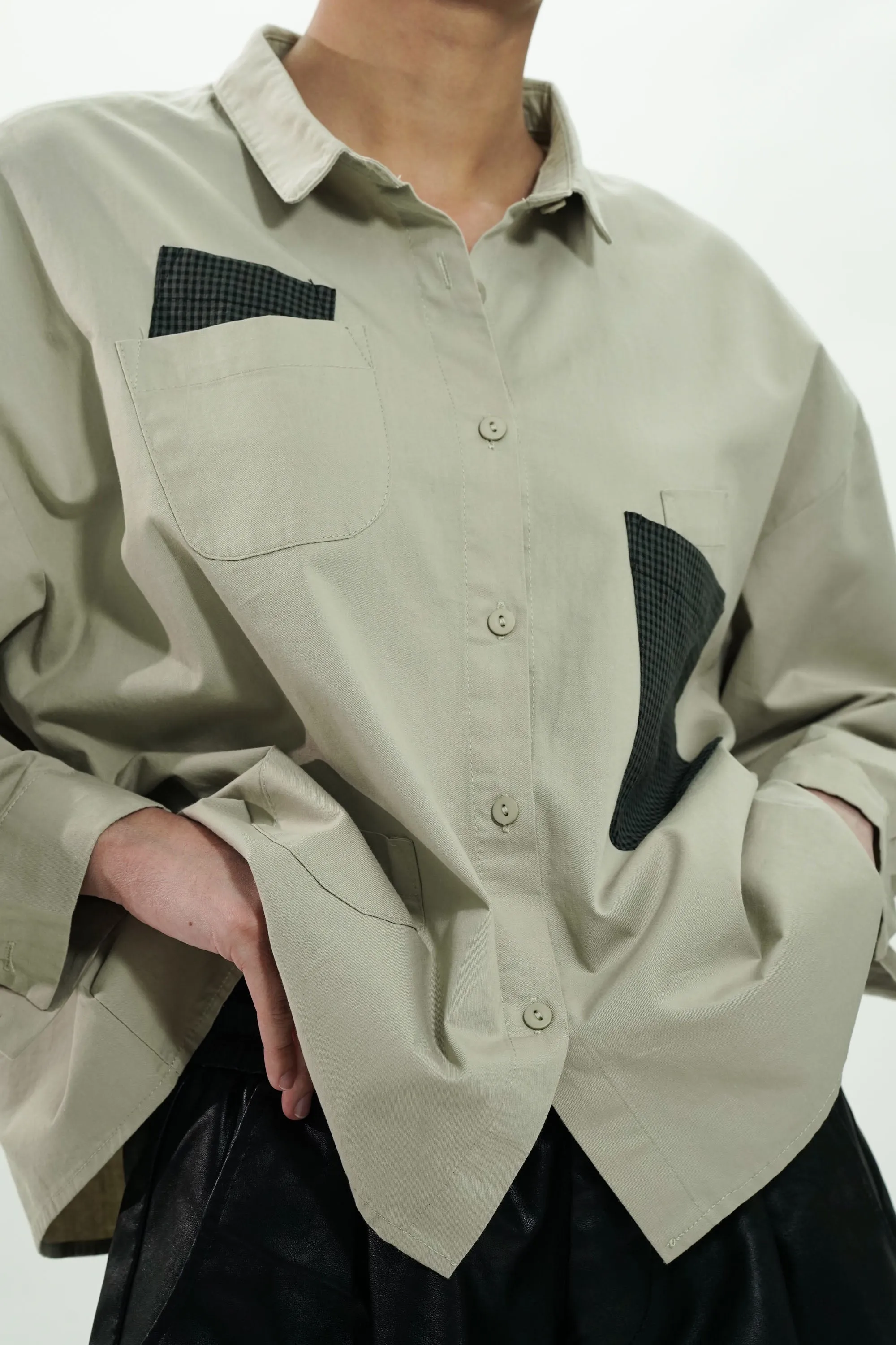 Oversized Cotton Shirt With Multi Pockets