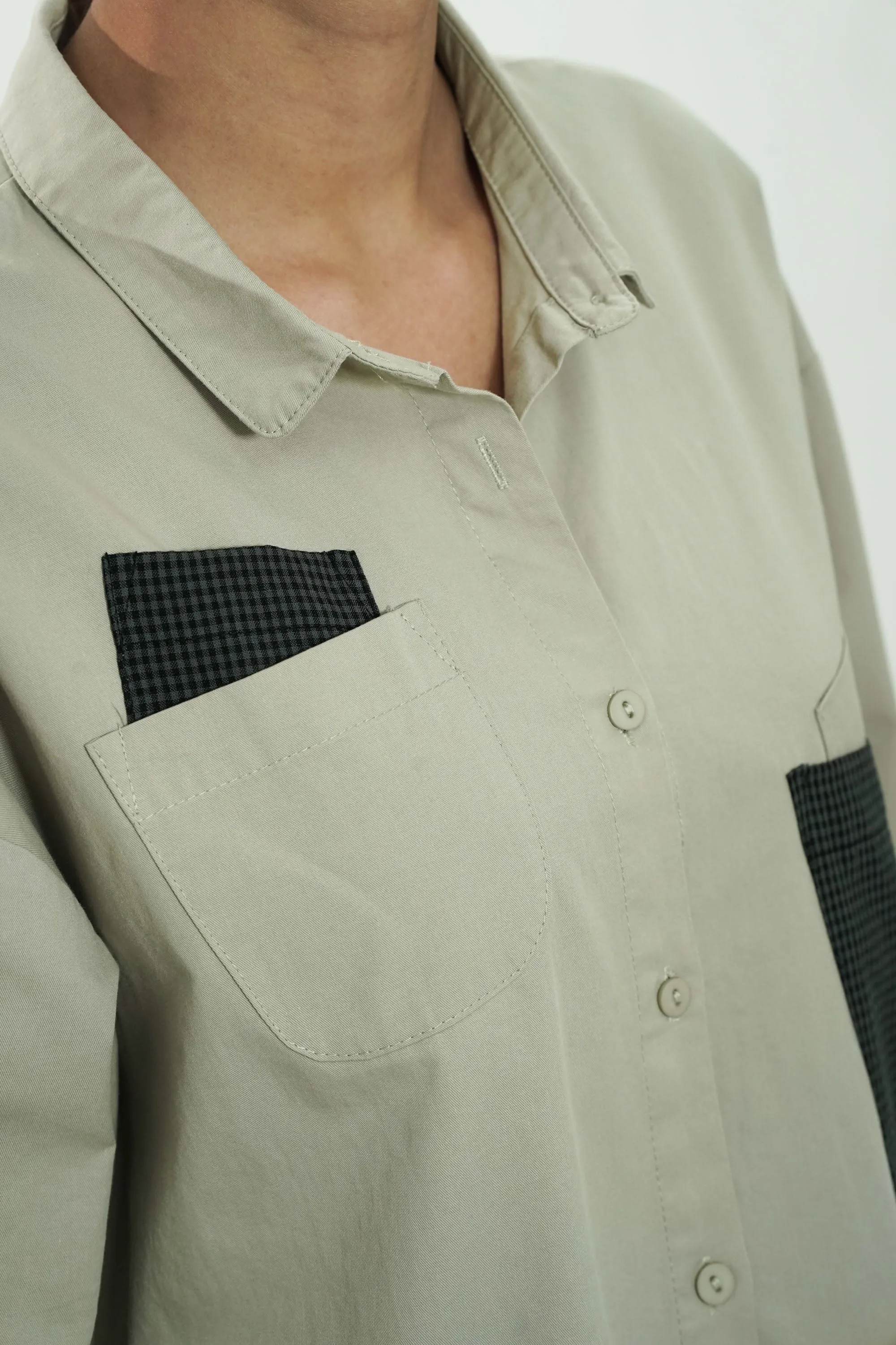 Oversized Cotton Shirt With Multi Pockets