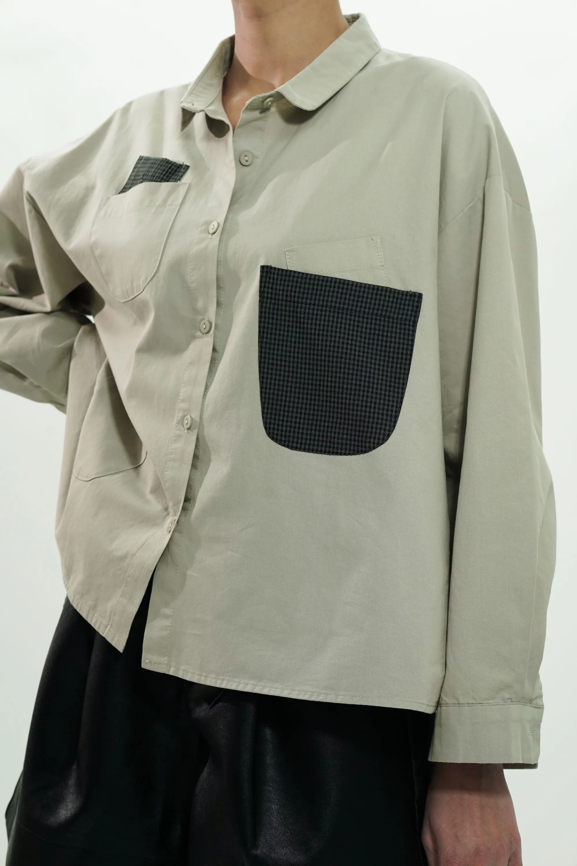 Oversized Cotton Shirt With Multi Pockets