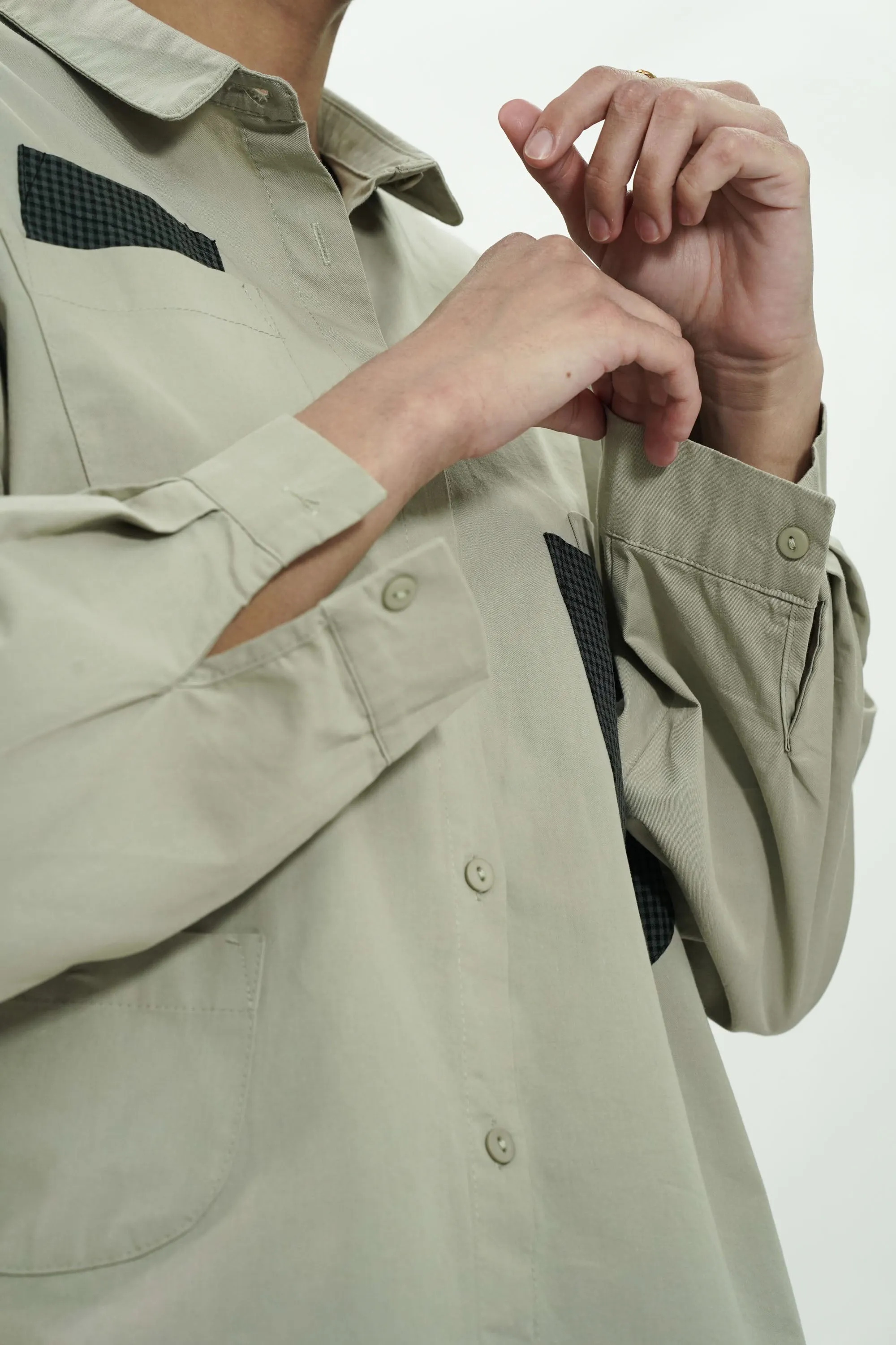 Oversized Cotton Shirt With Multi Pockets