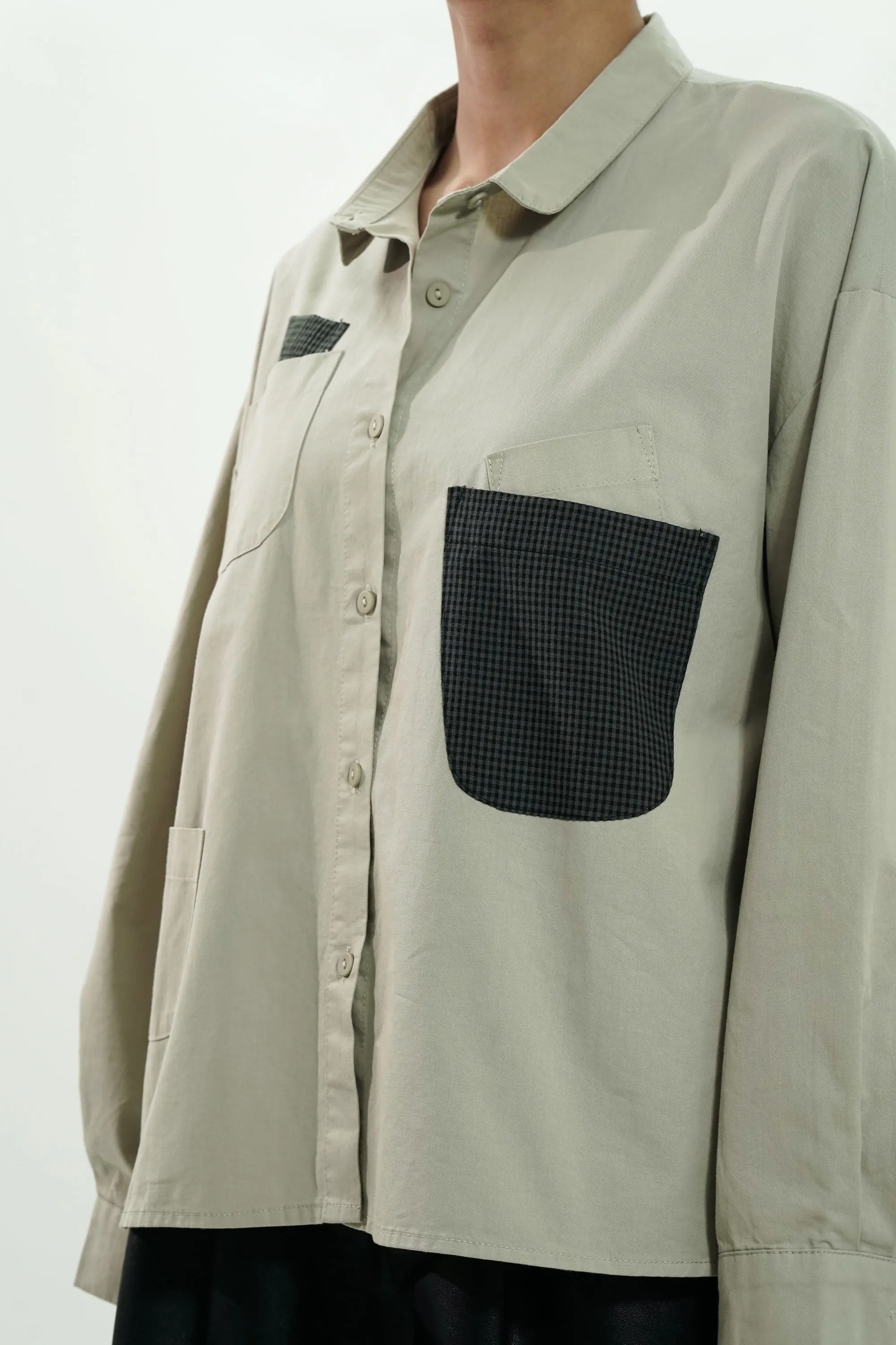 Oversized Cotton Shirt With Multi Pockets
