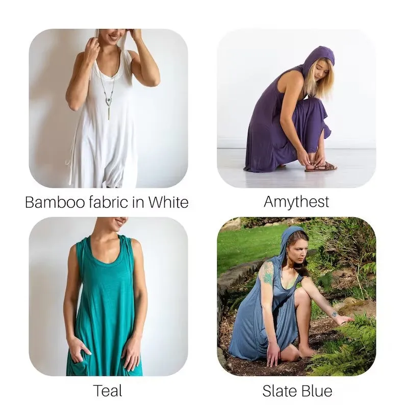 Pixie Sleeveless Hoodie Dress in Teal