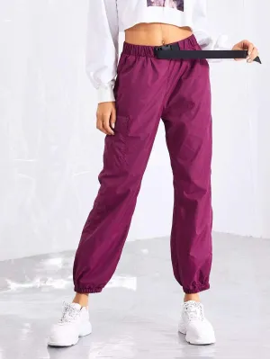 Pocket Side Drawstring Waist Utility Pants