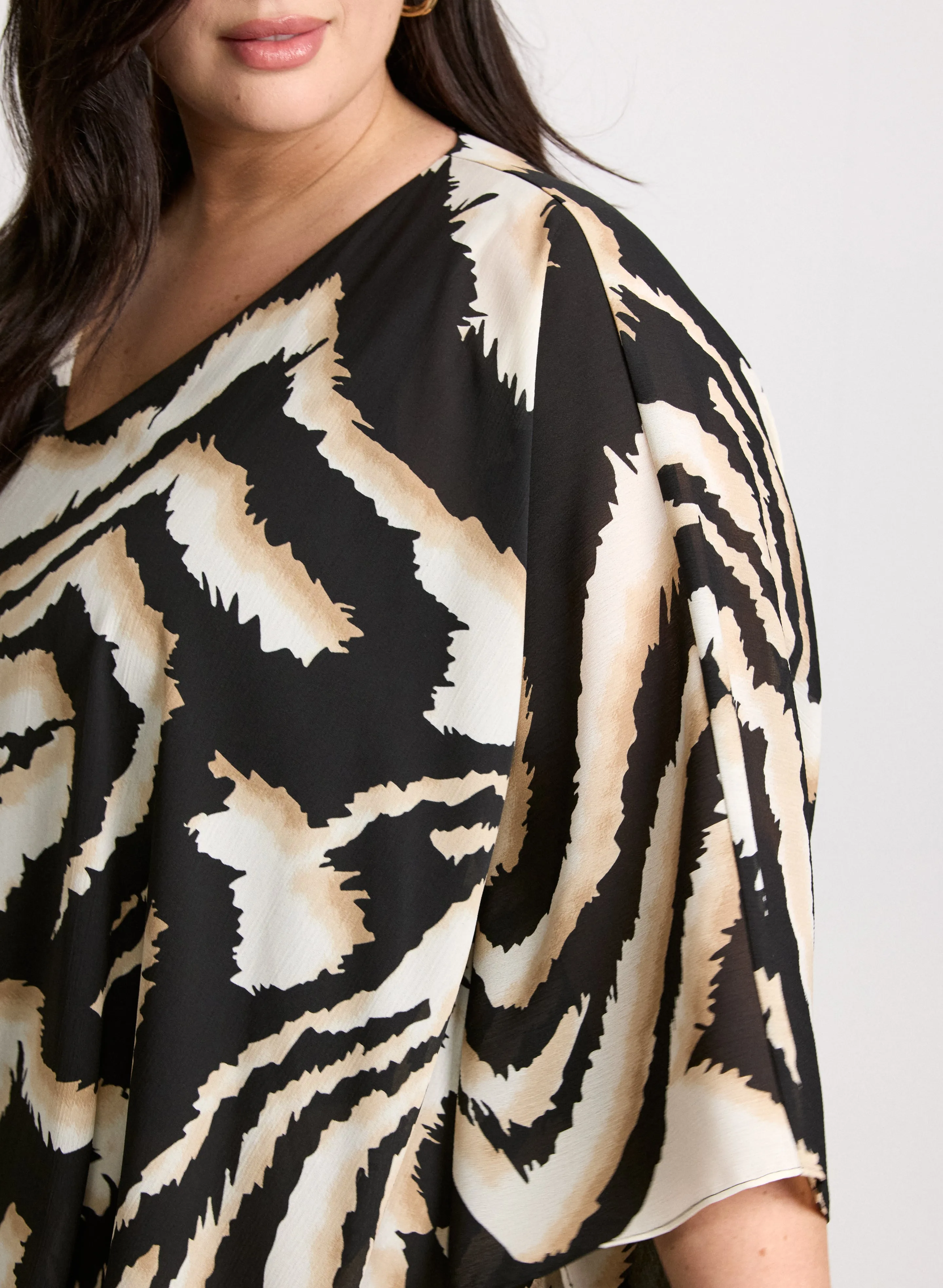 Poncho-Style Animal Print Blouse