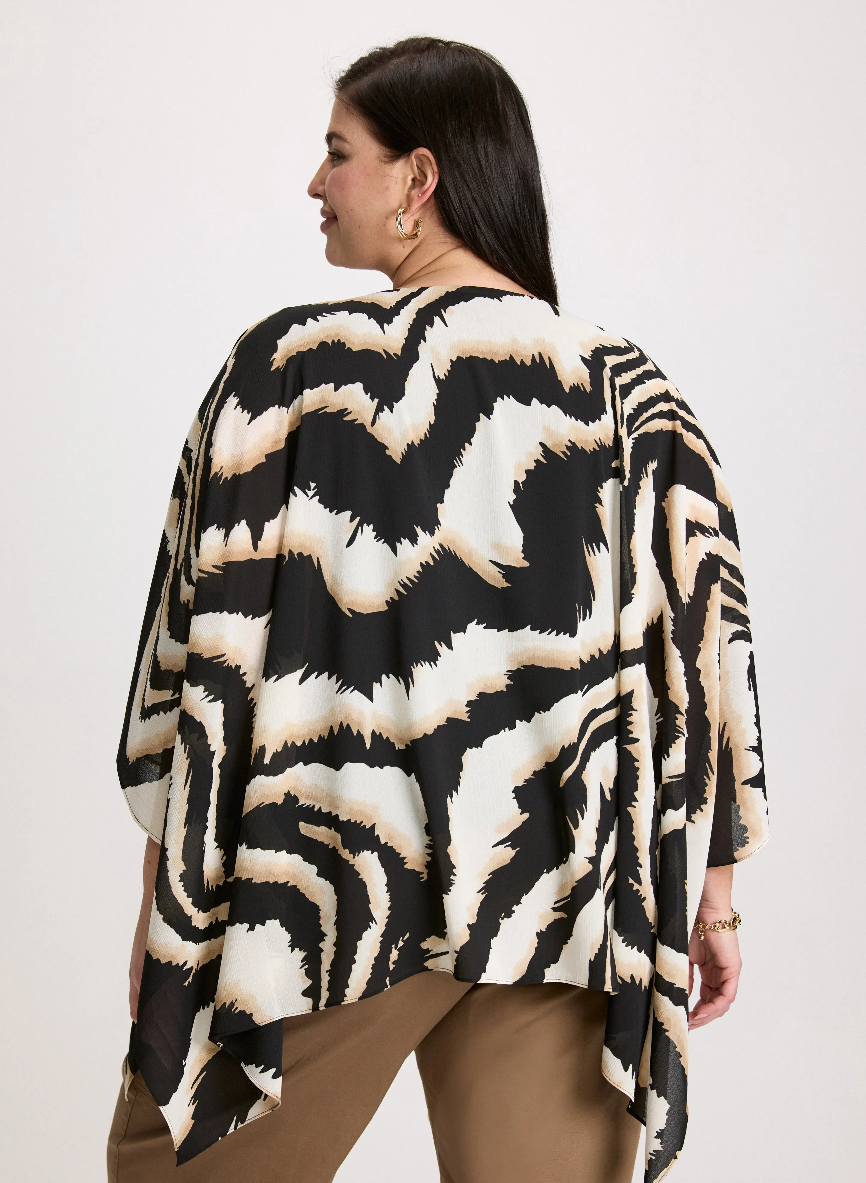 Poncho-Style Animal Print Blouse