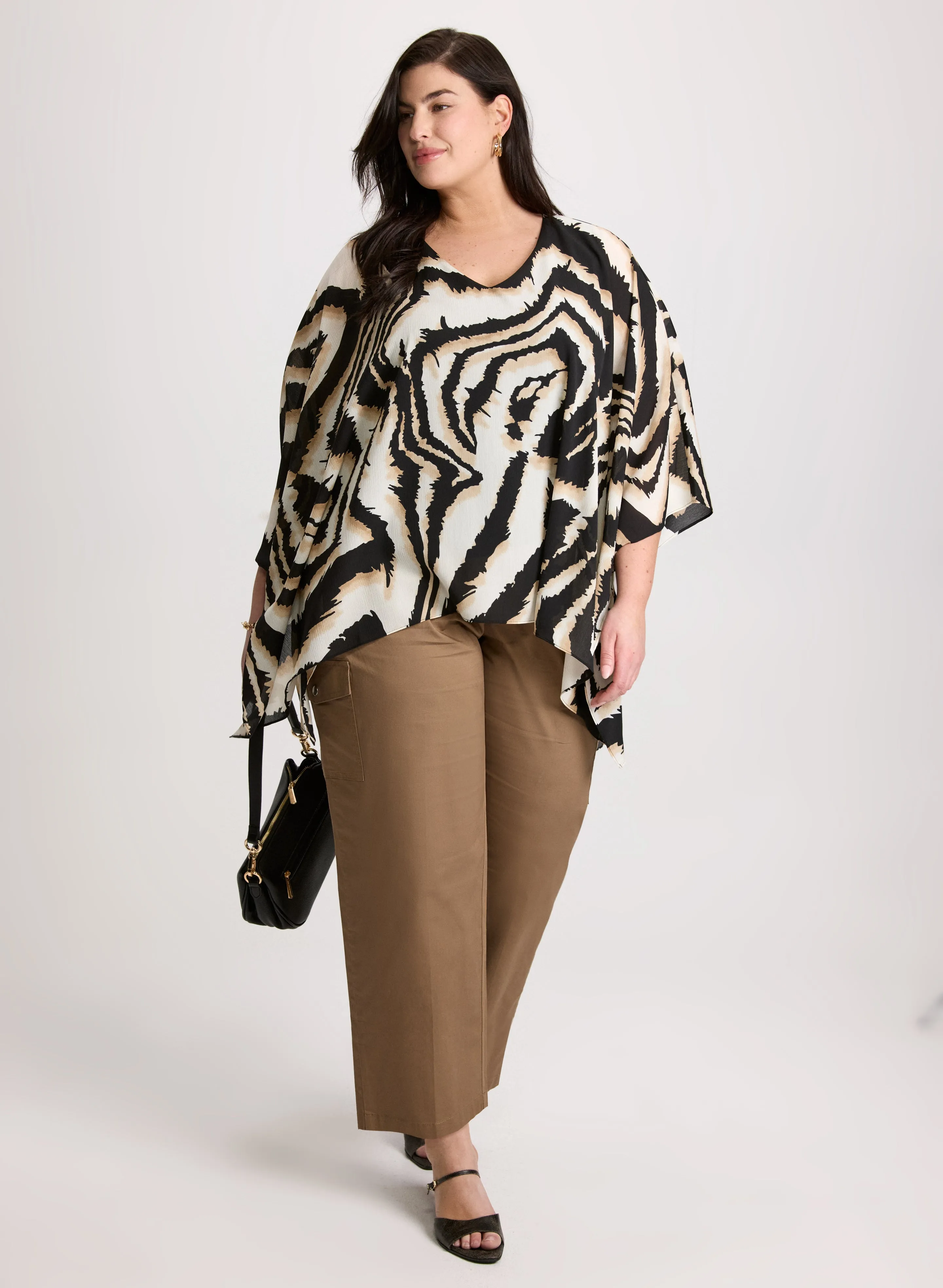Poncho-Style Animal Print Blouse