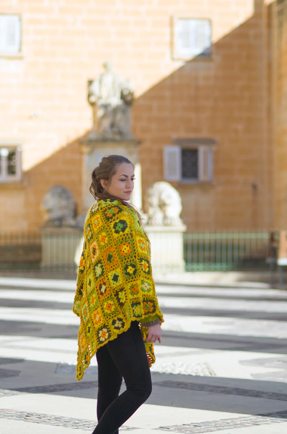 "Van Gogh Sunflowers" poncho cardigan