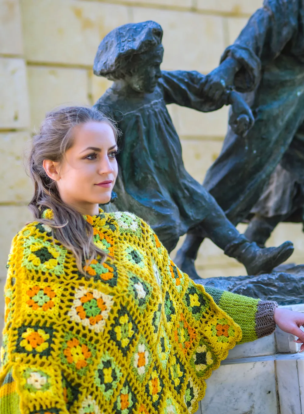 "Van Gogh Sunflowers" poncho cardigan