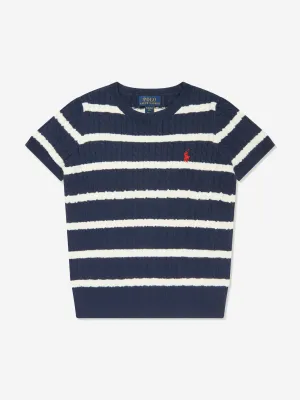 Ralph Lauren Girls Striped Jumper in Navy