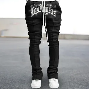 Retro Hip Hop LA Print Flared Pants
