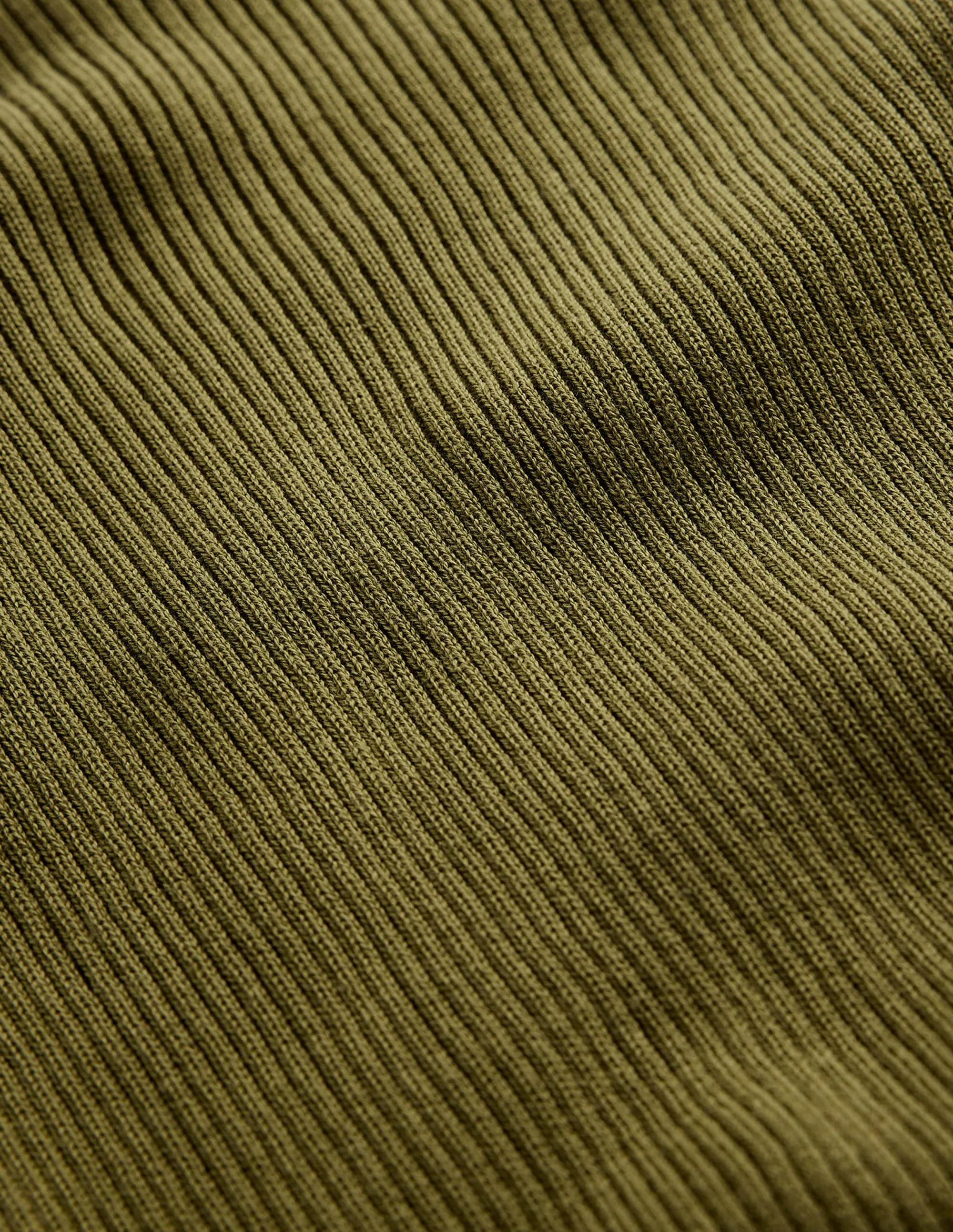 Ribbed Cotton Jumper-Green Olive