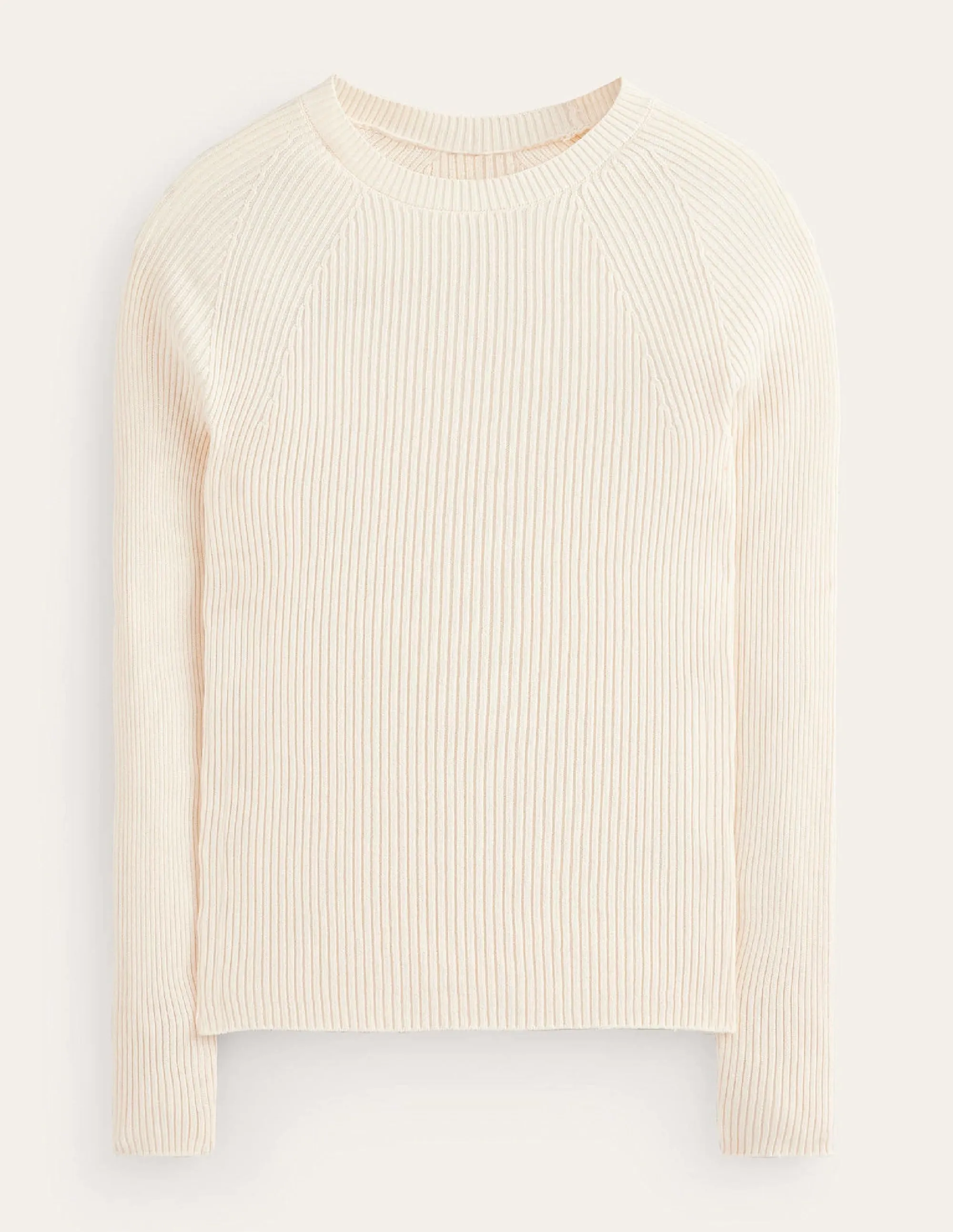 Ribbed Cotton Jumper-Warm Ivory
