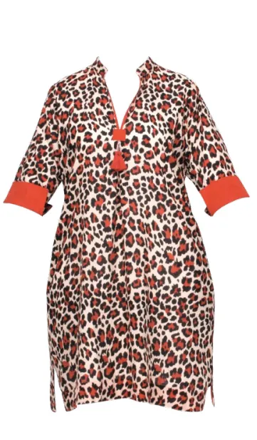ROBE MI-LONGUE ANIMAL ROUGE