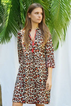 ROBE MI-LONGUE ANIMAL ROUGE