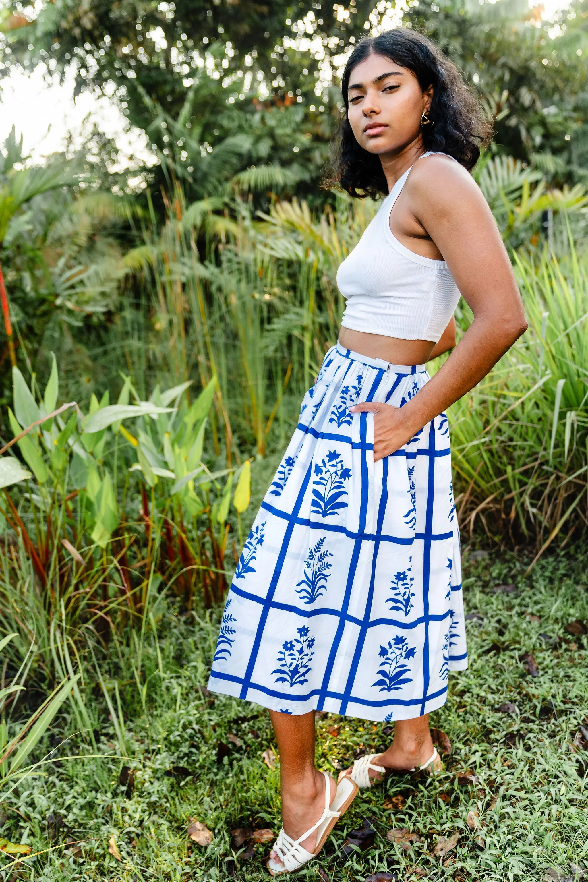 ROOTS: MIDI SKIRT - COBOLT BLUE