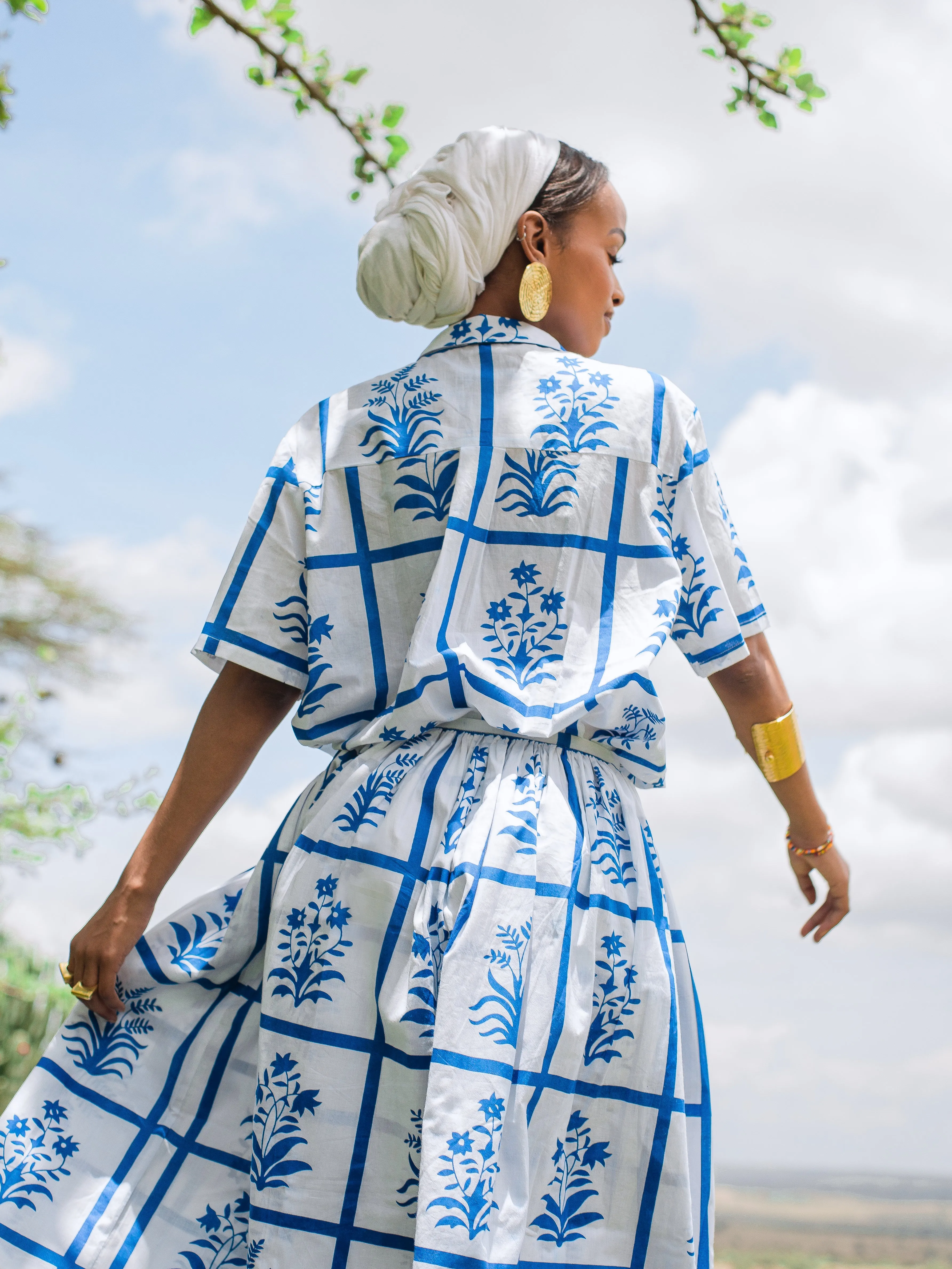 ROOTS: MIDI SKIRT - COBOLT BLUE