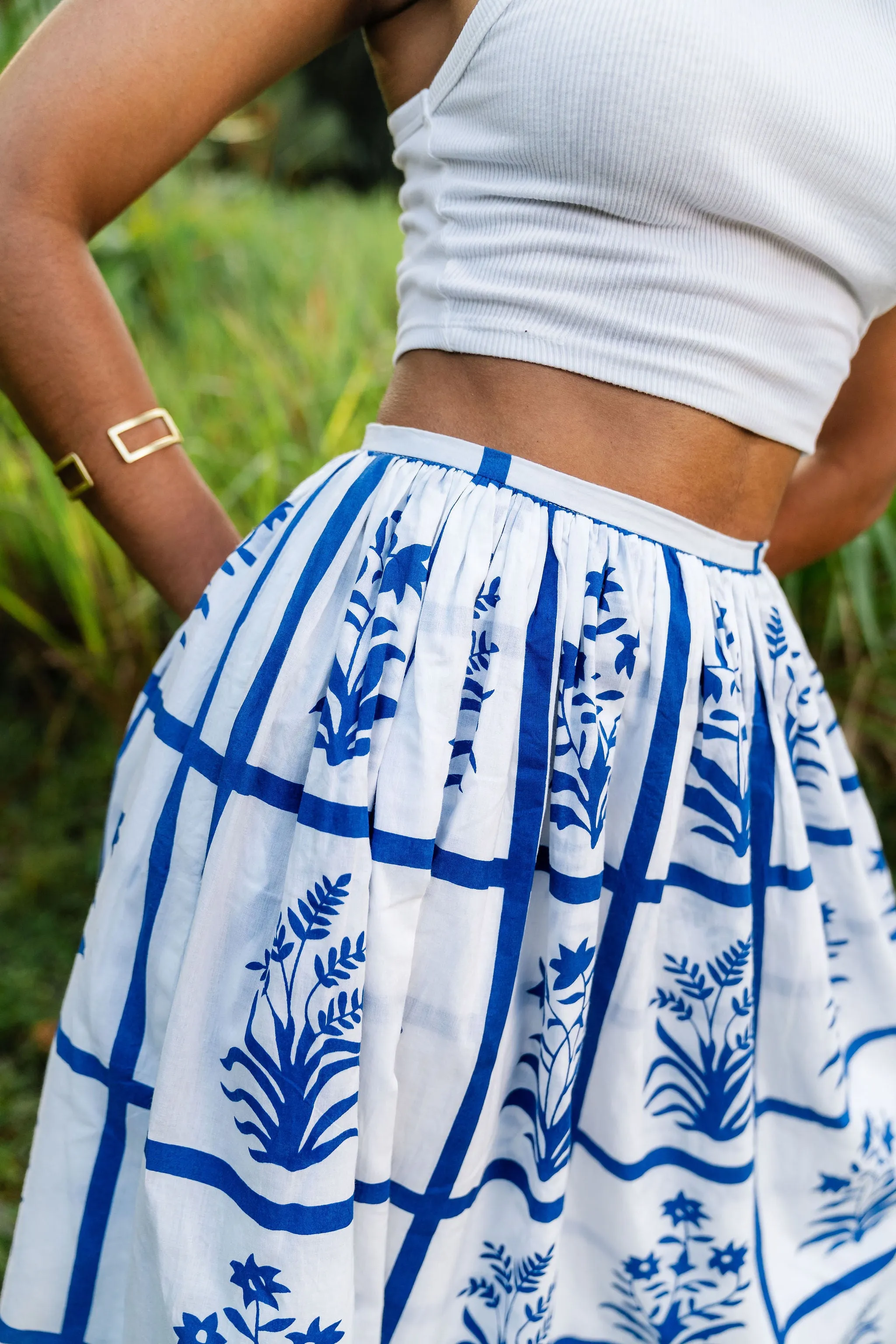 ROOTS: MIDI SKIRT - COBOLT BLUE