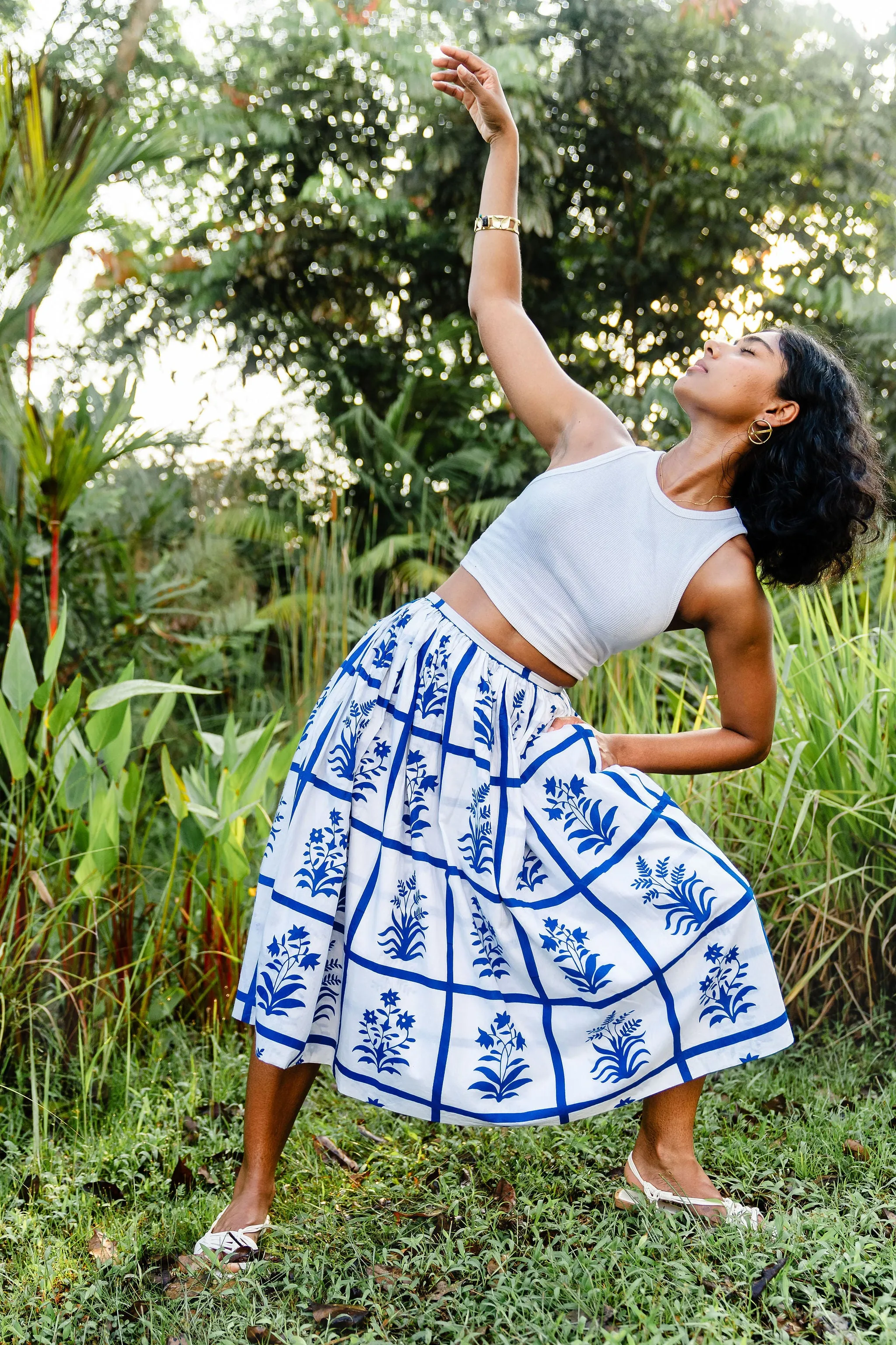 ROOTS: MIDI SKIRT - COBOLT BLUE