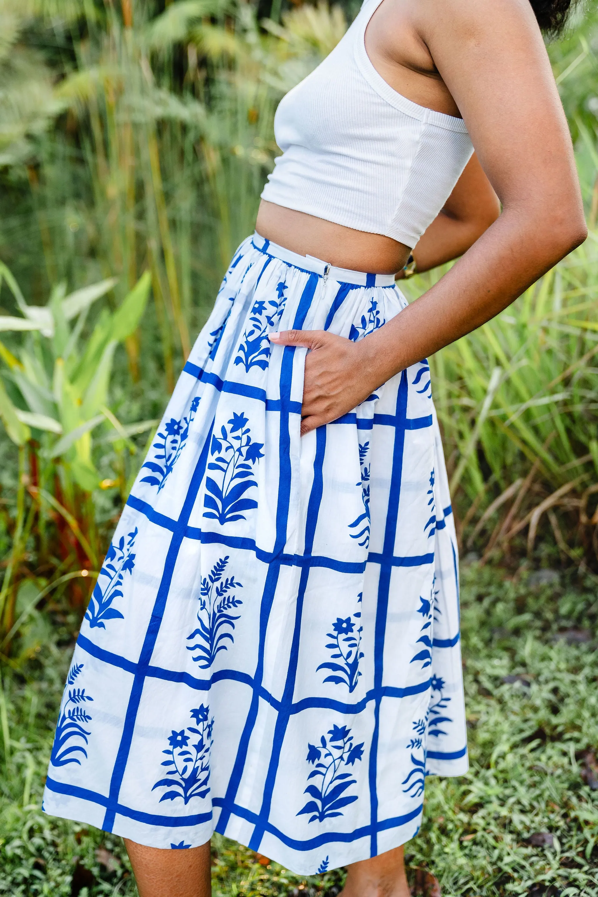 ROOTS: MIDI SKIRT - COBOLT BLUE