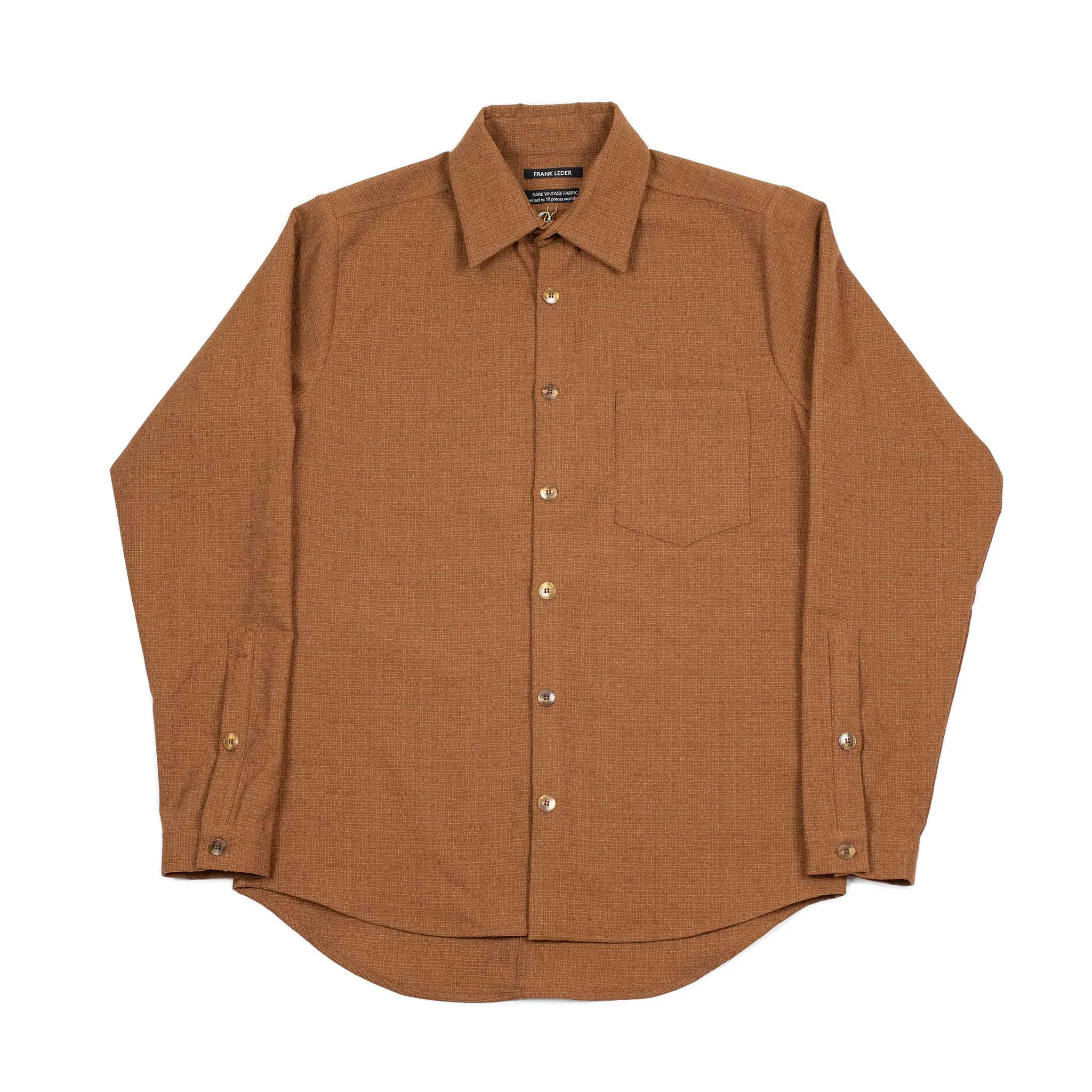 Rust and gold shirt in hopsack wool