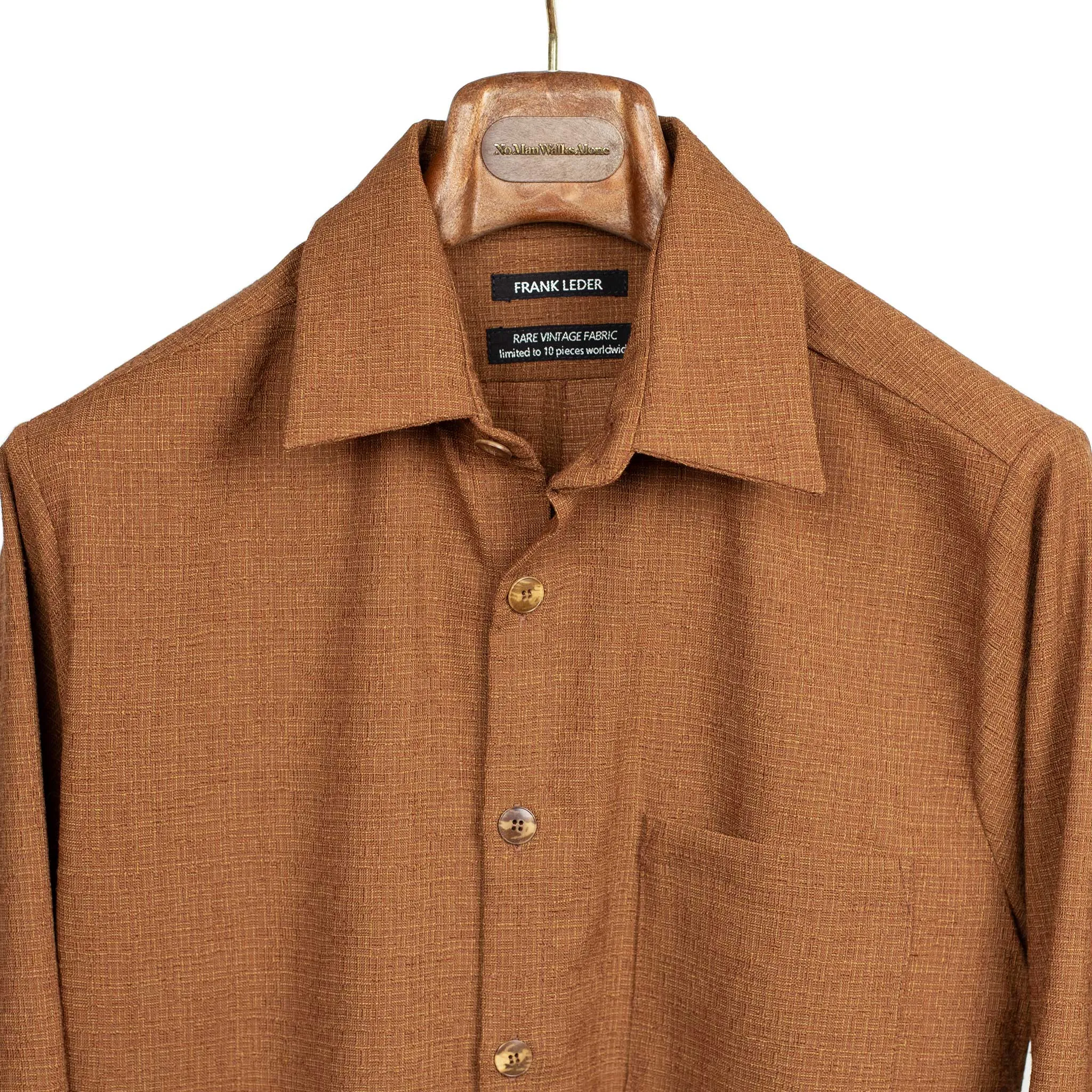 Rust and gold shirt in hopsack wool