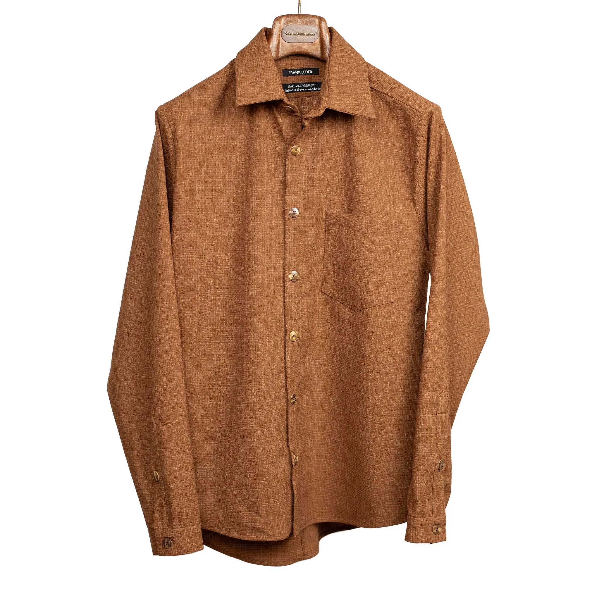 Rust and gold shirt in hopsack wool