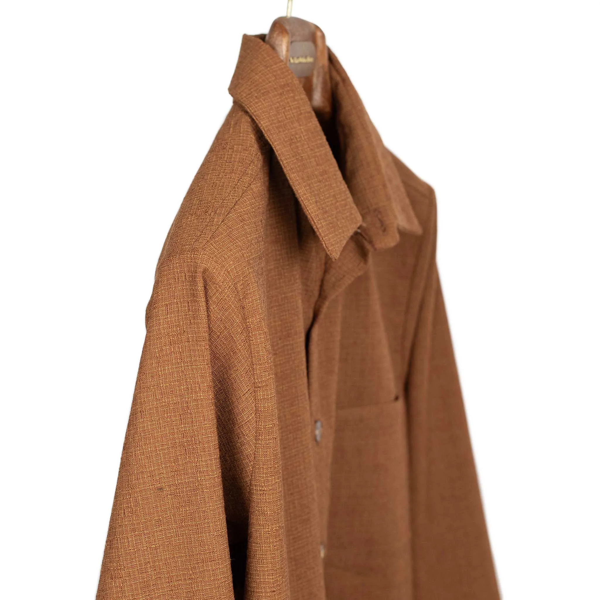Rust and gold shirt in hopsack wool